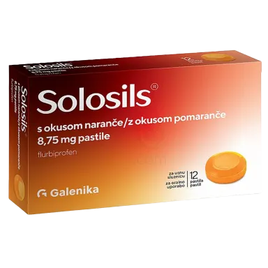 Solosils z okusom pomaranče 8,75 mg, pastile (12 pastil)