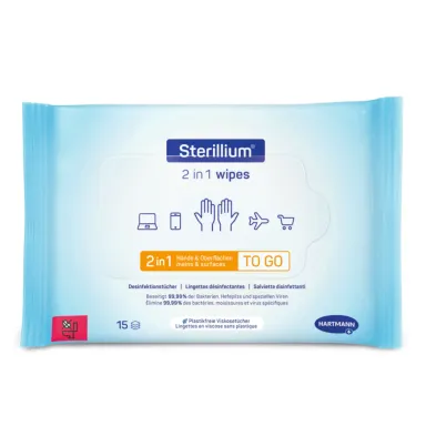 Sterillium 2in1 Hygiene Wipes, čistilni in osvežilni robčki za roke (15 robčkov)