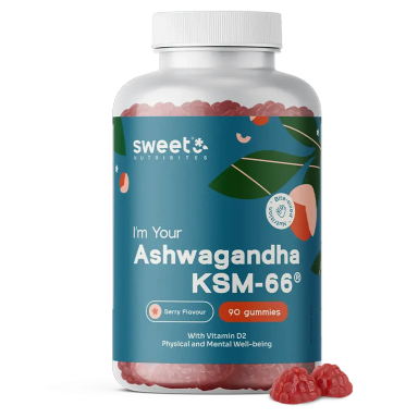 Sweet Nutribites Ašvaganda KSM-66 300 mg, gumijasti bonboni (90 bonbonov)
