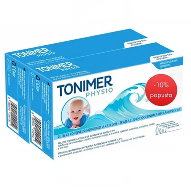 Tonimer Physio, enodozirne ampule s fiziološko raztopino - paket 2 x (20 x 5 ml)