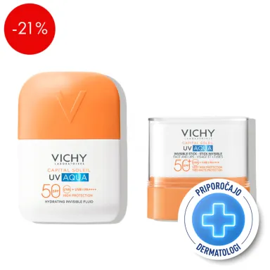 Vichy Capital Soleil, SPF protokol za obraz z lahko teksturo (50 ml + 9 g)