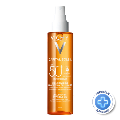 Vichy Capital Soleil, zaščitno olje za obraz, telo in konice las - ZF50+ (200 ml)