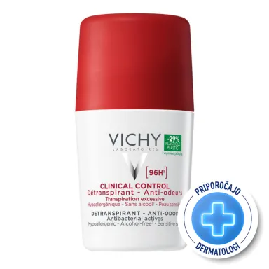 Vichy Clinical Control 96h Detranspirant, roll-on dezodorant proti neprijetnemu vonju (50 ml)