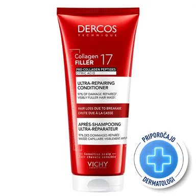 Vichy Dercos Collagen 17 Filler, ultra-obnovitveni balzam za lase (200 ml)