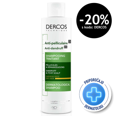 Vichy Dercos, šampon proti prhljaju za suhe lase (200 ml)