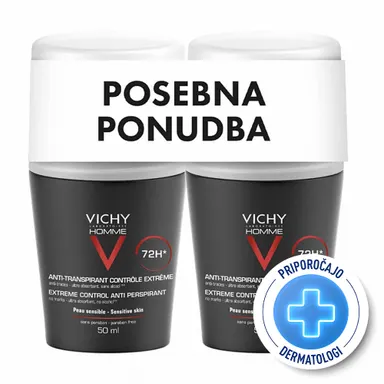 Vichy Homme, dezodorant z 72-urno zaščito proti potenju - paket (2 x50 ml)
