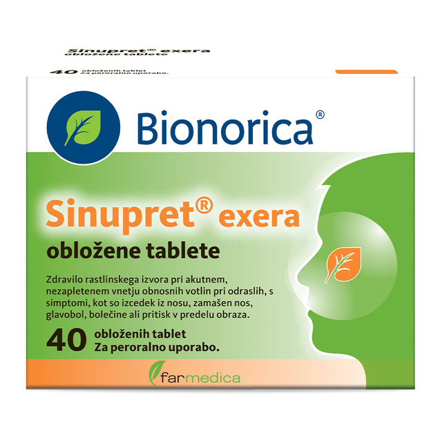 Exera Sinupret exera, obložene tablete (40 tablet) | Lekarnar.com