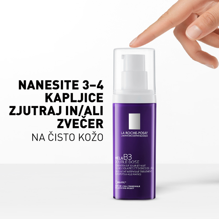 Nanašanje La Roche-Posay Mela B3 Double Dose na kožo obraza